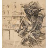 Gosse (Laura Sylvia, 1881-1968). Study of a fountain sculpture, & 3 others
