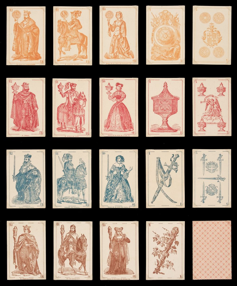 Spanish playing cards. A non-standard deck, Barcelona: Lopez & Co., mid-late 19th C., & 16 others