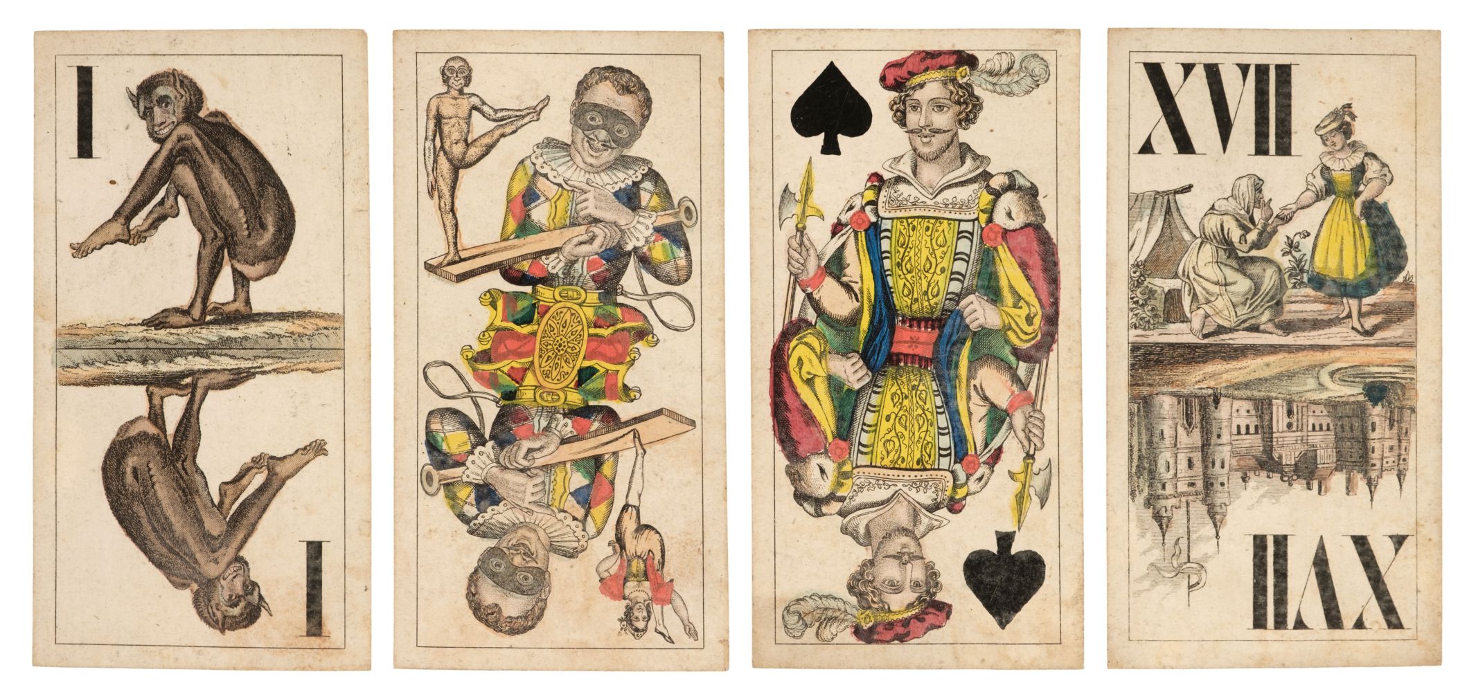 Austrian Tarock. A deck of monkey tarock cards, Vienna, Austria: Josef Glanz, circa 1870s
