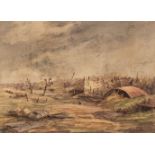 Hardie (Martin, 1875-1952). Dug outs in front line Hun trenches..., watercolour, 1918