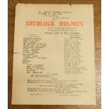Sherlock Holmes Theatre Broadside. Mr Charles Frohman Presents a Drama in Four Acts