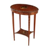 AN EDWARDIAN PAINTED SATINWOOD OVAL OCCASIONAL TABLE