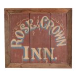 A VICTORIAN PAINTED WOOD DOUBLE SIDED PUB SIGN