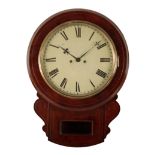 A VICTORIAN MAHOGANY DROP DIAL WALL CLOCK