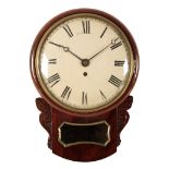 A VICTORIAN MAHOGANY DROP DIAL WALL CLOCK