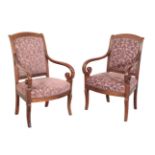 A PAIR OF LOUIS PHILIPPE MAHOGANY ARMCHAIRS