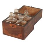 A GEORGE III MAHOGANY AND SATIN WOOD DECANTER BOX