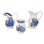 A FIRST PERIOD WORCESTER BLUE AND WHITE SPARROW BEAK CREAM JUG