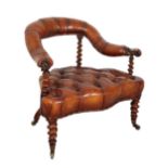 A VICTORIAN ROSEWOOD TUB ARMCHAIR