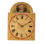 A VICTORIAN CONTINENTAL WOODEN PAINTED DIAL WALL CLOCK