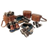 FIVE PAIRS OF EDWARDIAN LADY'S RACING BINOCULARS