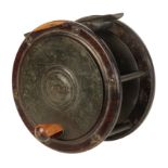 AN EARLY ROSEWOOD AND BRASS PERTH SALMON REEL