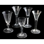 A GROUP OF FIVE 18TH AND EARLY 19TH CENTURY GLASSES