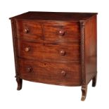 A LATE REGENCY MAHOGANY BOWFRONT CHEST OF DRAWERS