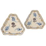 A PAIR OF SHAPED TRIANGULAR DISHES