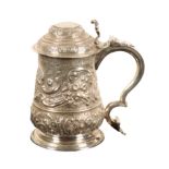 A GEORGE II SILVER TANKARD