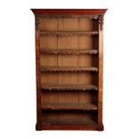 A VICTORIAN WALNUT OPEN BOOKCASE