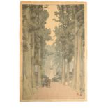 HIROSHI YOSHIDA (1876-1950) Roadside Cryptomeria Trees
