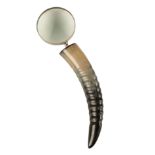 DESK ACCESSORIES: A HORN MOUNTED MAGNIFYING GLASS