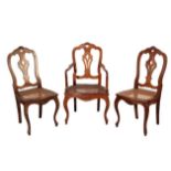 A SET OF NINE CONTINENTAL FRUITWOOD DINING-CHAIRS