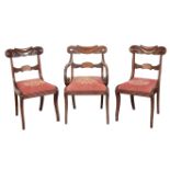 A SET OF FIVE WILLIAM IV MAHOGANY DINING CHAIRS