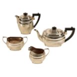 A FOUR PIECE SILVER TEA SET