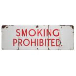 A 'SMOKING PROHIBITED' ENAMEL SIGN