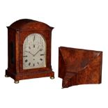 A LATE VICTORIAN BURR-WALNUT BRACKET CLOCK