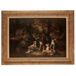 NARCISSE VIRGILE DIAZ DE LA PENA (1808-1876) Pack of dogs in the Forest of Fontainbleau