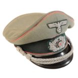 A WWII GERMAN NAZI PANZER OFFICERS PEAK CAP