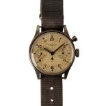 LEMANIA: A BRITISH ROYAL AIR FORCE GENTLEMAN'S CHRONOGRAPH STAINLESS STEEL WRISTWATCH