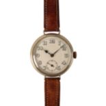 A GENTLEMAN'S SILVER CASED TRENCH WATCH