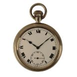 A MILITARY STAINLESS STEEL GENTLEMAN'S POCKET WATCH