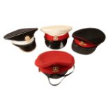 FOUR MILITARY DRESS CAPS