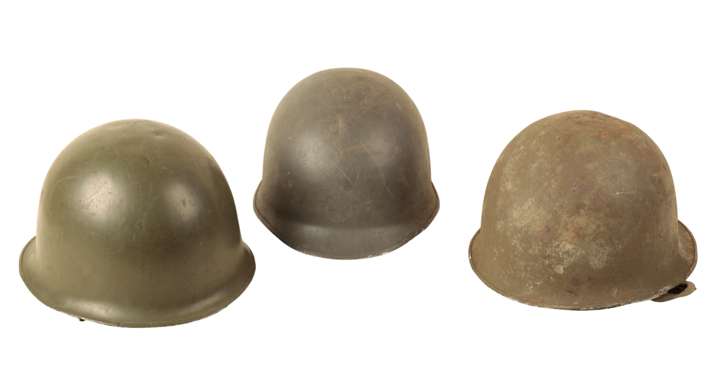 THREE FRENCH MILITARY HELMETS