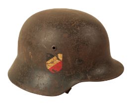 A WWII GERMAN M35 DOUBLE DECAL LUFTWAFFE HELMET