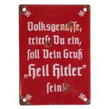 A WWII GERMAN MILITARY ENAMEL SIGN