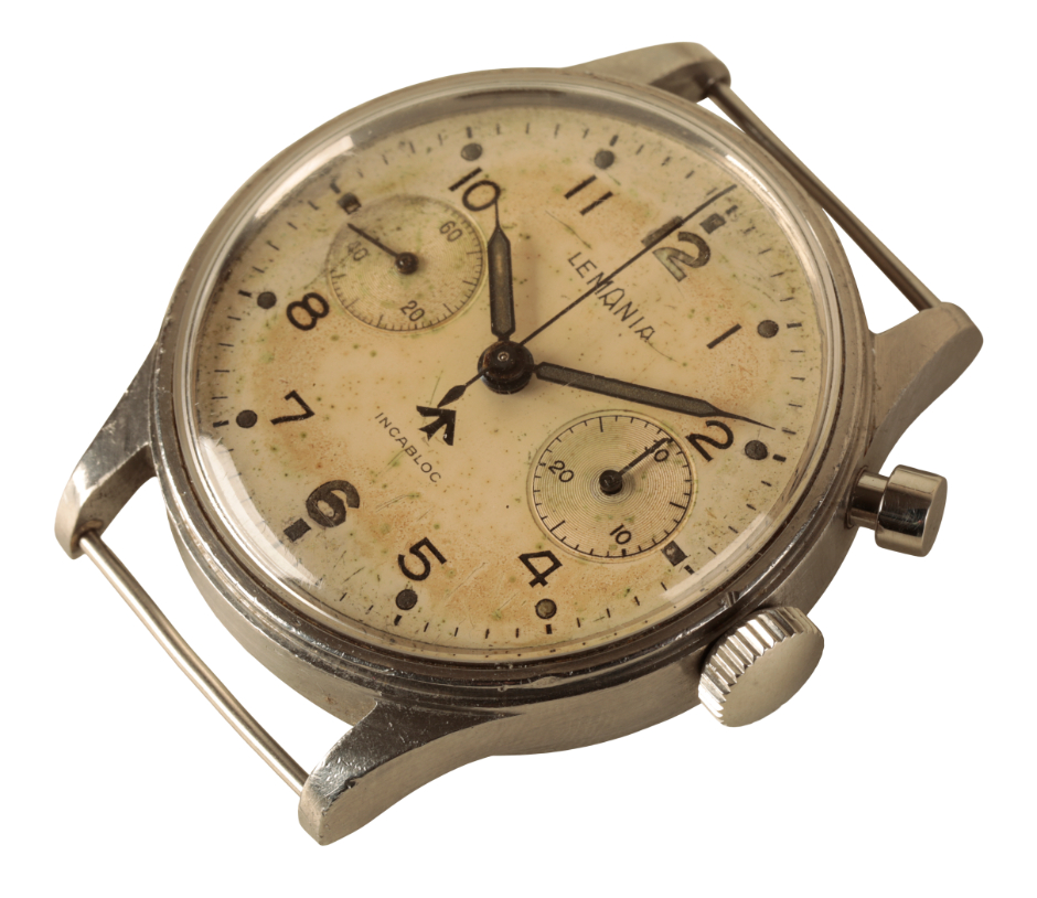 LEMANIA: A BRITISH ROYAL AIR FORCE GENTLEMAN'S CHRONOGRAPH STAINLESS STEEL WRISTWATCH - Image 3 of 6