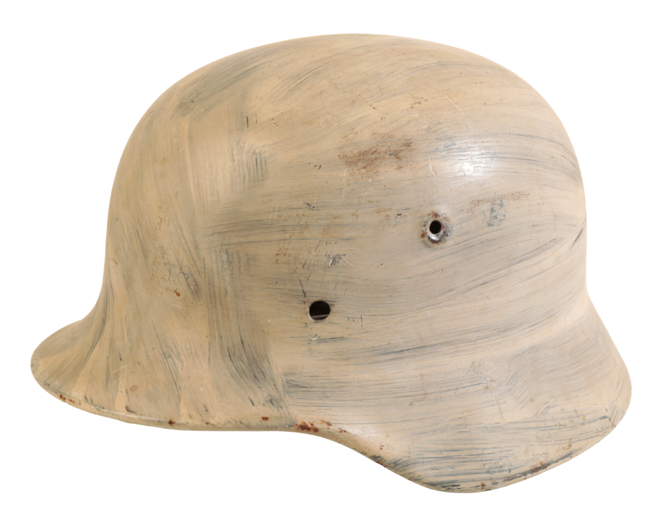 A WWII GERMAN SNOW CAMOUFLAGE HELMET