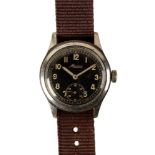 MINERVA: A GENTLEMAN'S STAINLESS STEEL MILITARY WRISTWATCH,