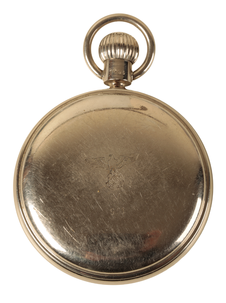 A . SCHUCHMANN OF WILHELMSHAVEN: A GERMAN WWII NICKLE PLATED STOP WATCH - Image 2 of 4