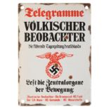 A WWII GERMAN MILITARY ENAMEL SIGN