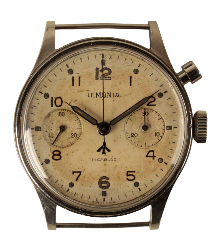 LEMANIA: A BRITISH ROYAL AIR FORCE GENTLEMAN'S CHRONOGRAPH STAINLESS STEEL WRISTWATCH - Image 6 of 6