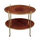 AN EDWARDIAN MAHOGANY AND BRASS ETAGERE