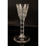 AN 18TH CENTURY 'JACOBITE' WINE GLASS