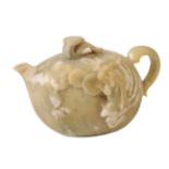 A CHINESE GREEN SOAPSTONE TEAPOT