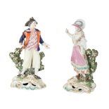 A PAIR OF DERBY PORCELAIN FIGURES OF A SAILOR AND HIS LASS