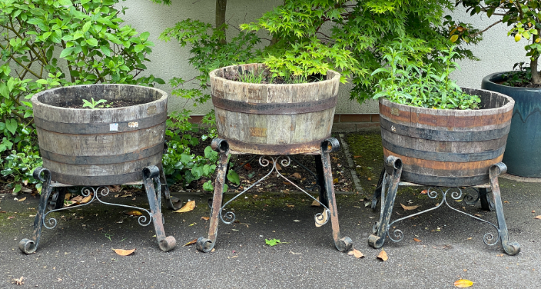 A PAIR OF AILSA WOODEN GARDEN TUBS