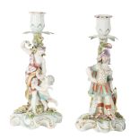 A PAIR OF DERBY PORCELAIN FIGURAL CANDLESTICKS DEPICTING MARS AND VENUS