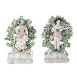 TWO DERBY PORCELAIN FIGURAL CANDLESTICKS